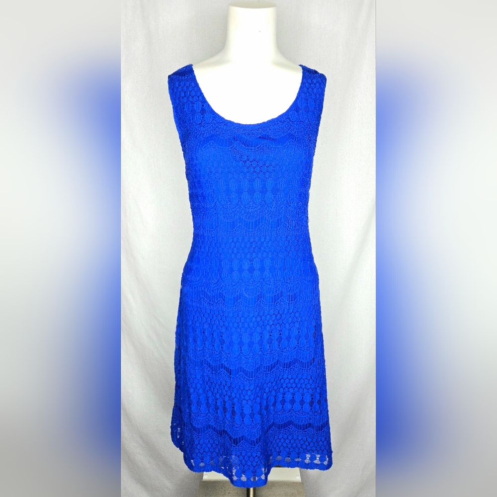 Tiana B. Blue Lace Overlay Sleeveless Sheath Dress XL NWOT